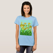 Abstract groen & goud bloemmotief dames basic T-sh T-shirt (Voorkant volledig)