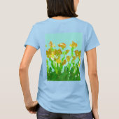 Abstract groen & goud bloemmotief dames basic T-sh T-shirt (Achterkant)