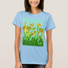 Abstract groen & goud bloemmotief dames basic T-sh T-shirt