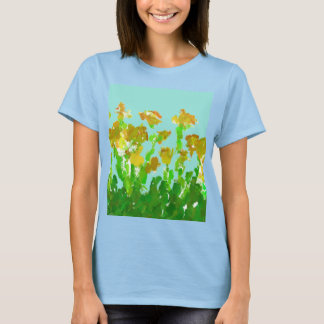 Abstract groen & goud bloemmotief dames basic T-sh T-shirt