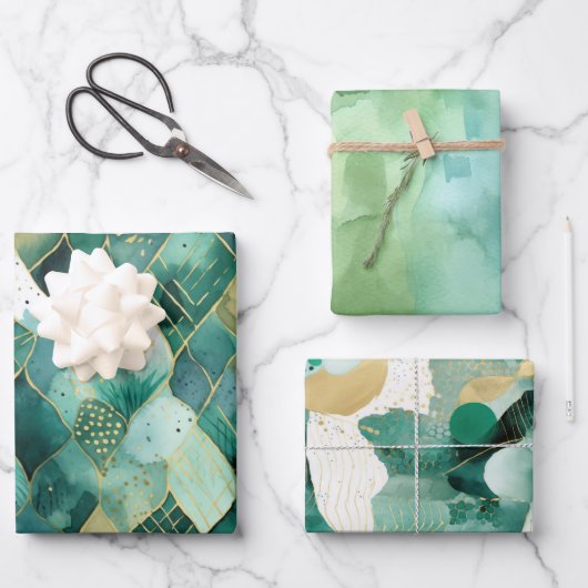 Abstract groen goud inpakpapier vel (Voorkant)