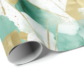 Abstract Groen Goud Wit Cadeaupapier (Rol Hoek)
