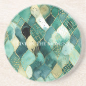 Abstract groen goud zandsteen onderzetter (Voorkant)