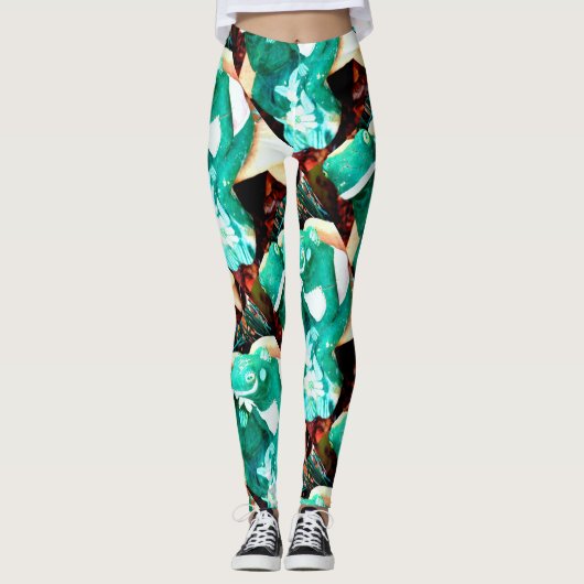 abstract groen kikkerstel leggings (Voorkant)