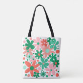 Abstract groen, koraal, & roze bloemen & stippen t tote bag (Achterkant)