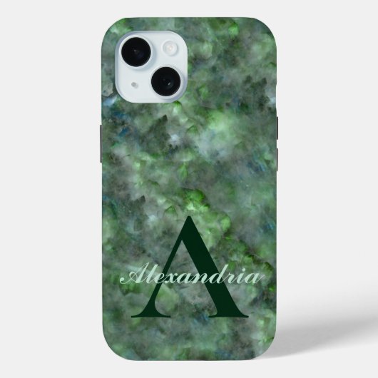 Abstract groen kwarts marmer graniet monogram Case-Mate iPhone case (Achterkant)