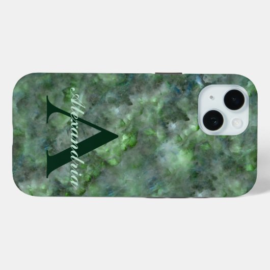 Abstract groen kwarts marmer graniet monogram Case-Mate iPhone case (Achterkant (horizontaal))