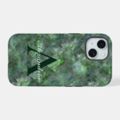 Abstract groen kwarts marmer graniet monogram iPhone 15 case (Achterkant horizontaal)