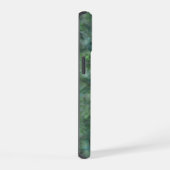 Abstract groen kwarts marmer graniet monogram iPhone 15 case (Rechterkant)