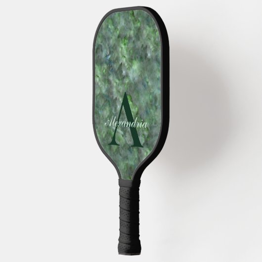 Abstract groen kwarts marmer graniet monogram pickleball paddle (Links)