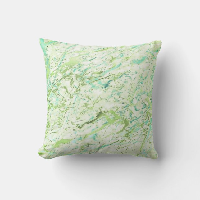 Abstract groen Levendige Mint Blauw Marmer Luxe Kussen (Voorkant)