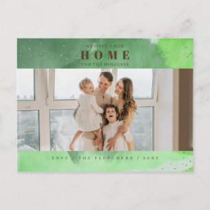 Abstract Groen Nieuw Huis voor Feestdagen Foto Ver Briefkaart