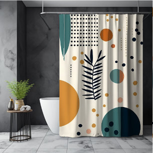 Abstract groen oranje boho cirkels bloemmotief douchegordijn