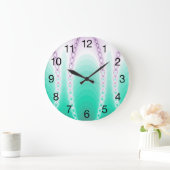 Abstract Groen Paars Gradiënt Fractal Grote Klok (Huis)