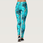 Abstract groen patroon mediterraan turkoois leggings (Achterkant)