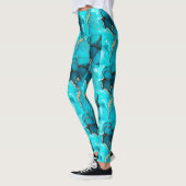 Abstract groen patroon mediterraan turkoois leggings (Links)