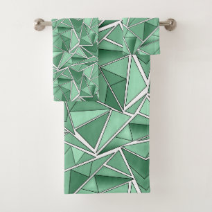 Abstract groen patroon van geometrische vormen bad handdoek
