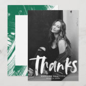 Abstract groen penseelstreken foto Afstuderen Bedankkaart (Voorkant / Achterkant)