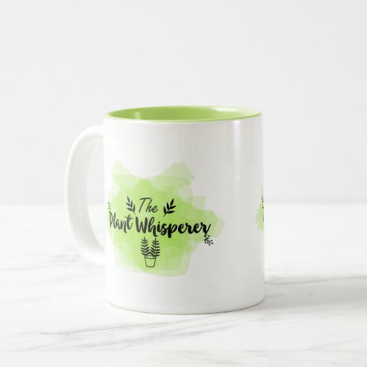 Abstract groen planten- de Plant whisker Tweekleurige Koffiemok (Voorkant links)