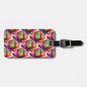 Abstract groen, rood behang bagagelabel (Voorkant horizontaal)