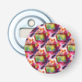 Abstract groen, rood behang button flesopener (Voorkant)