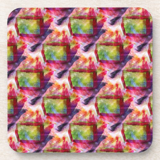 Abstract groen, rood behang drankjes onderzetter (Voorkant)