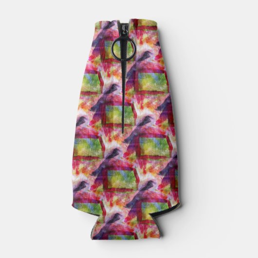 Abstract groen, rood behang flesjeskoeler (Achterkant)