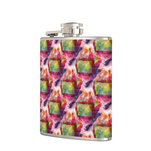 Abstract groen, rood behang heupfles (Links)