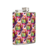 Abstract groen, rood behang heupfles (Rechts)