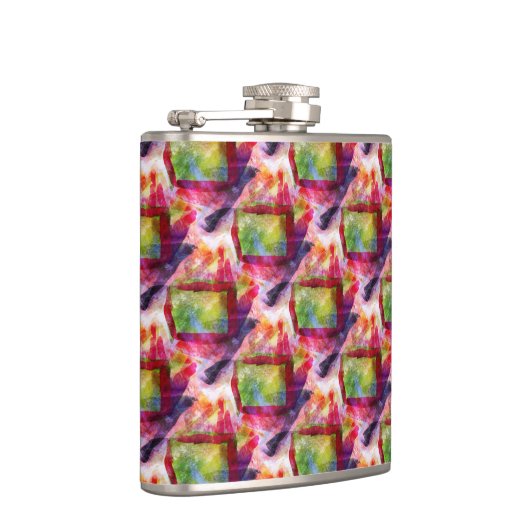 Abstract groen, rood behang heupfles (Rechts)