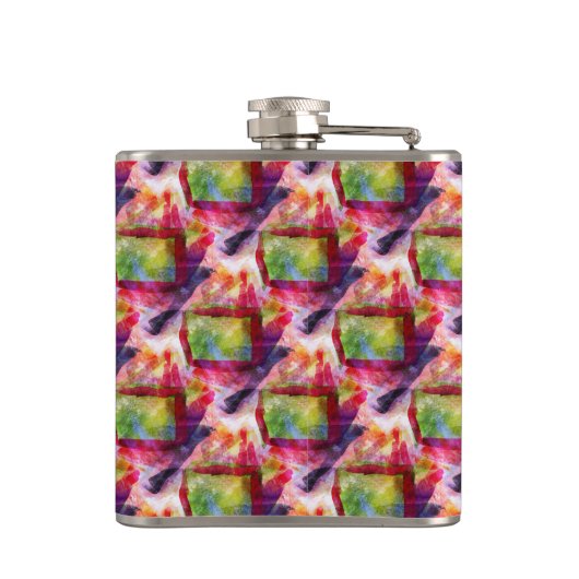 Abstract groen, rood behang heupfles (Achterkant)