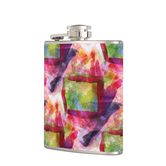 Abstract groen, rood behang heupfles (Links)