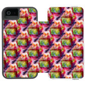 Abstract groen, rood behang incipio iPhone portemonnee hoesje (Agenda Open)