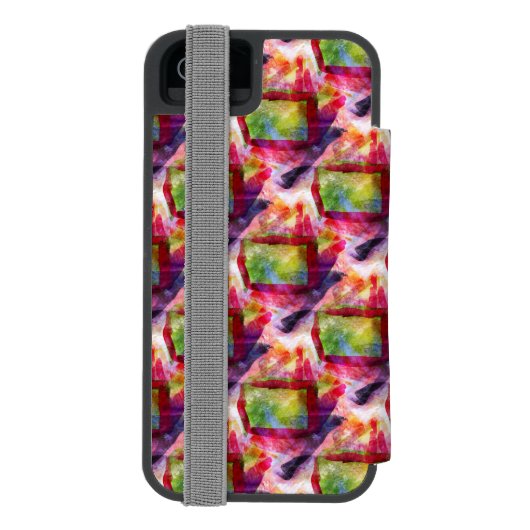 Abstract groen, rood behang incipio iPhone portemonnee hoesje (Agenda Achterkant)