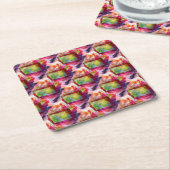 Abstract groen, rood behang kartonnen onderzetters (Schuin)