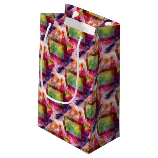 Abstract groen, rood behang klein cadeauzakje (Achterkant Gekanteld)