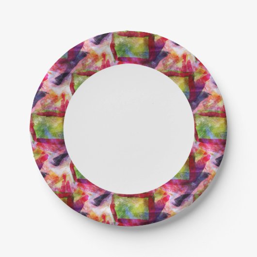 Abstract groen, rood behang papieren bordje (Voorkant)