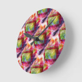 Abstract groen, rood behang ronde klok (Hoek)