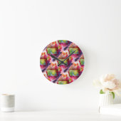 Abstract groen, rood behang ronde klok (Huis)