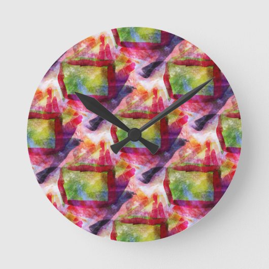 Abstract groen, rood behang ronde klok (Voorkant)
