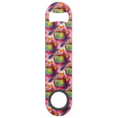 Abstract groen, rood behang speed flessenopener (Achterkant)