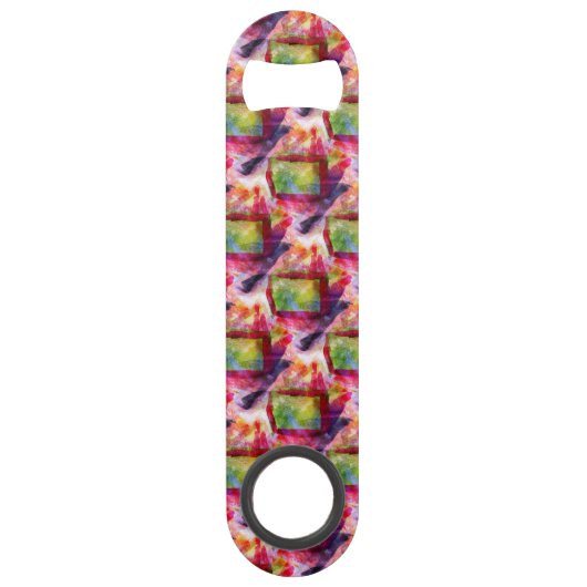 Abstract groen, rood behang speed flessenopener (Voorkant)