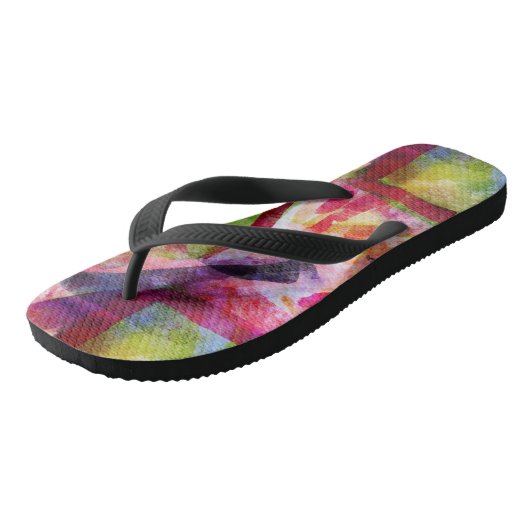 Abstract groen, rood behang teenslippers (Schuin)