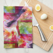 Abstract groen, rood behang theedoek (Quarter Fold)