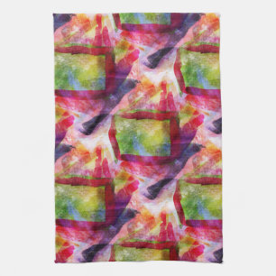 Abstract groen, rood behang theedoek