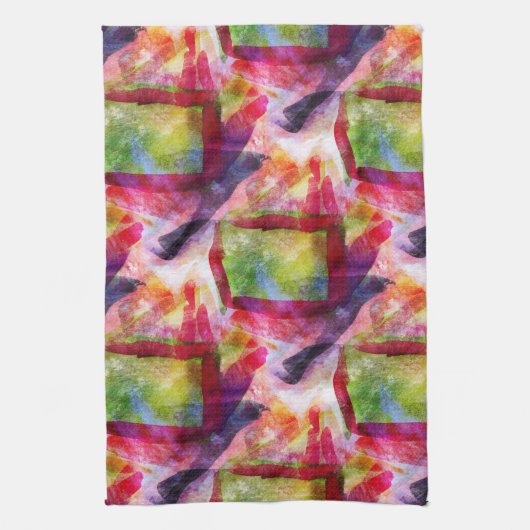 Abstract groen, rood behang theedoek (Verticaal)