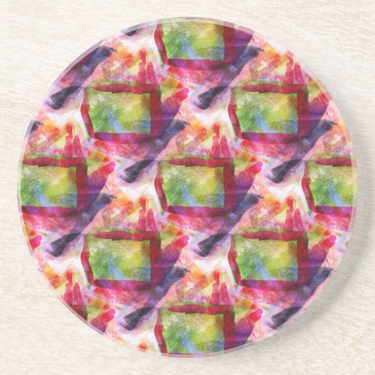 Abstract groen, rood behang zandsteen onderzetter (Voorkant)