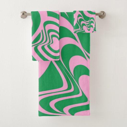 Abstract Groen Roze Marmer Vet Modern Minimalistis Bad Handdoek (Insitu)
