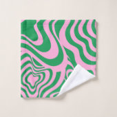 Abstract Groen Roze Marmer Vet Modern Minimalistis Bad Handdoek (Wasdoekje)