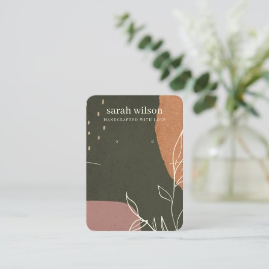 Abstract Groen Rust Leaf Ketting Earning Display Visitekaartje (Staand voorkant)